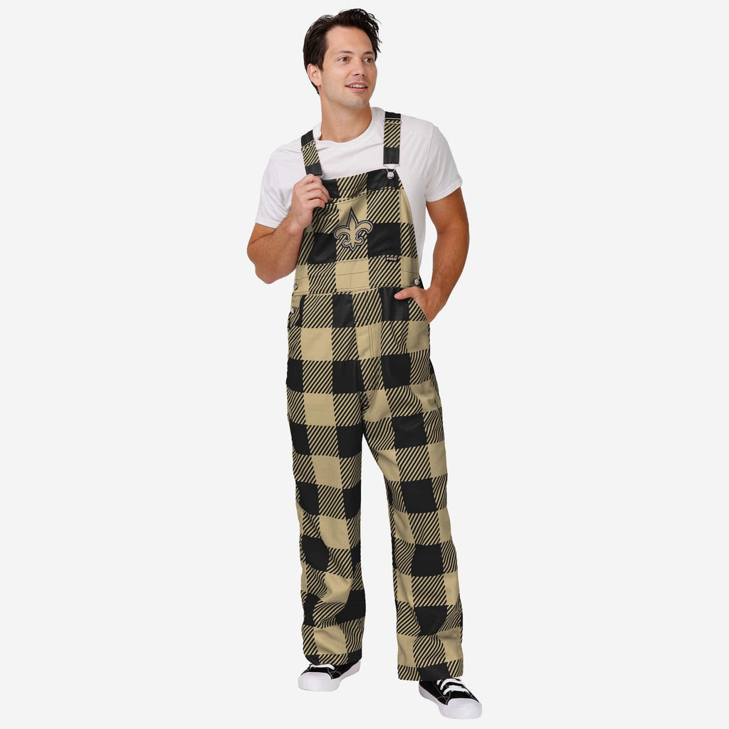 New Orleans Saints Mens Plaid Bib Overalls FOCO S - FOCO.com