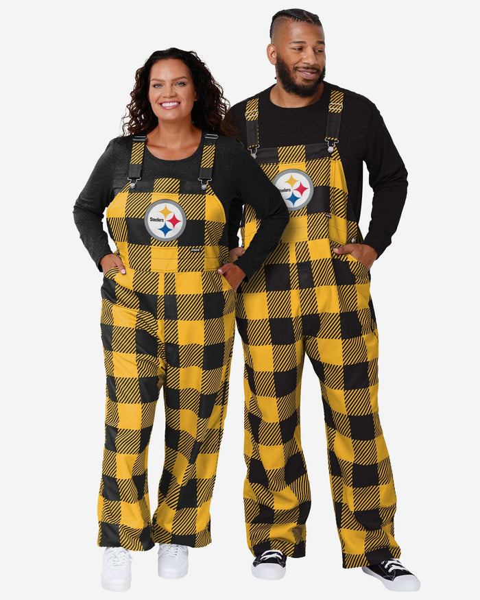 Pittsburgh Steelers Mens Plaid Bib Overalls FOCO - FOCO.com