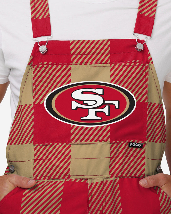 San Francisco 49ers Mens Plaid Bib Overalls FOCO - FOCO.com