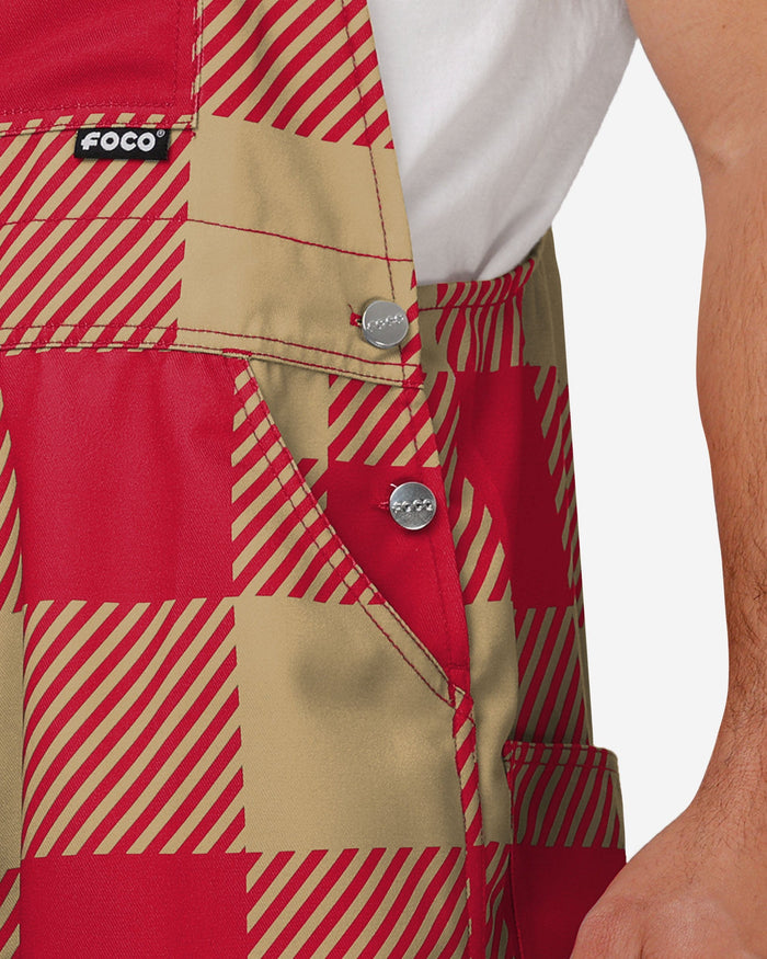 San Francisco 49ers Mens Plaid Bib Overalls FOCO - FOCO.com