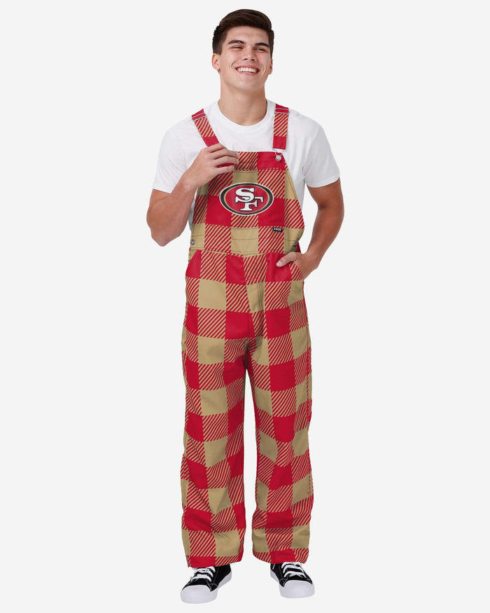 San Francisco 49ers Mens Plaid Bib Overalls FOCO S - FOCO.com