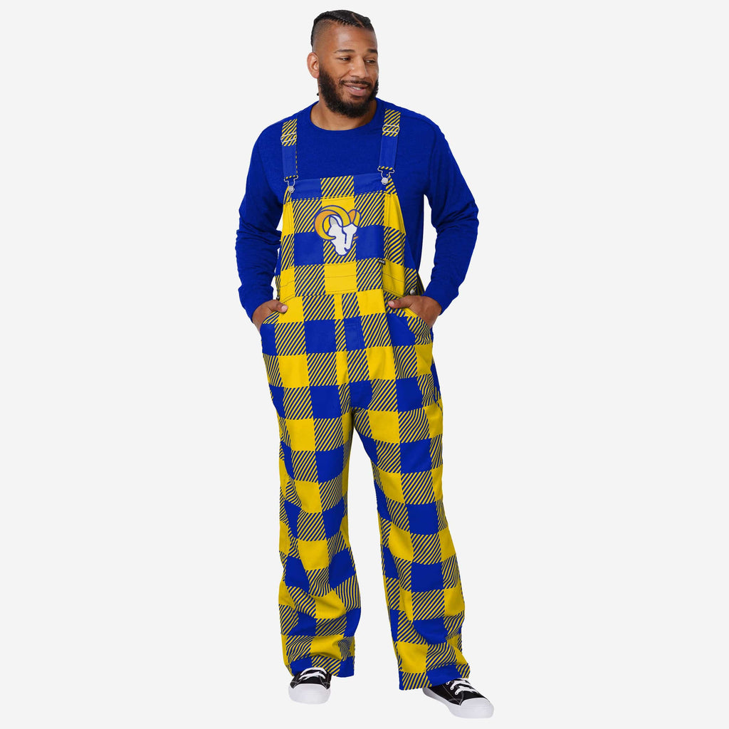 Los Angeles Rams Mens Plaid Bib Overalls FOCO S - FOCO.com