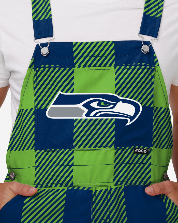 Seattle Seahawks Mens Plaid Bib Overalls FOCO - FOCO.com