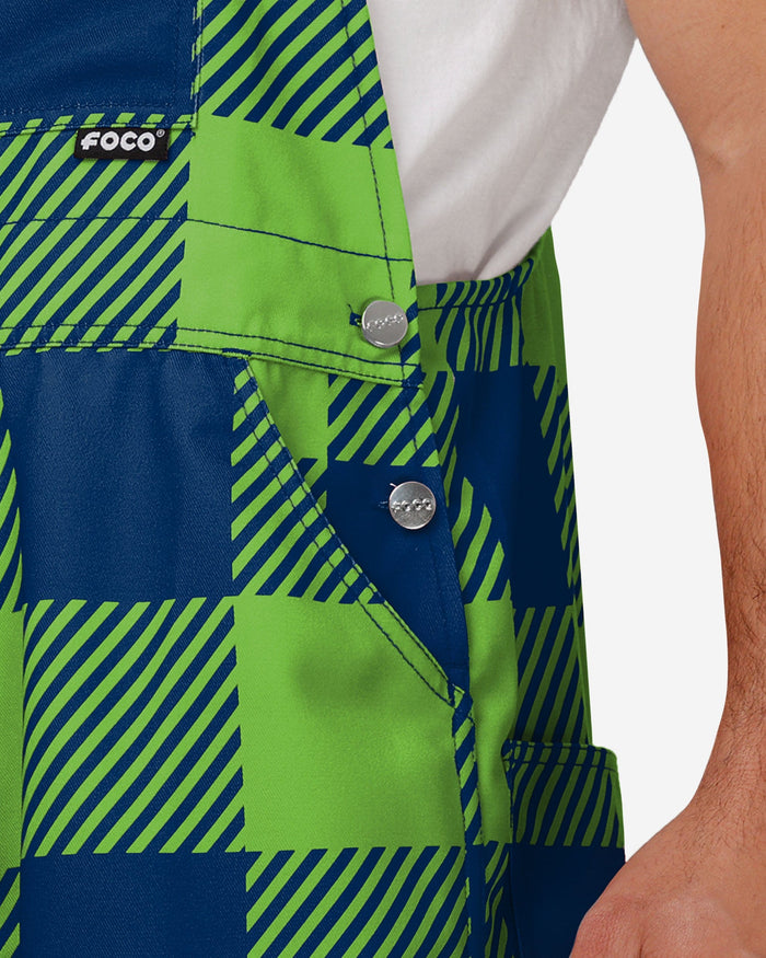 Seattle Seahawks Mens Plaid Bib Overalls FOCO - FOCO.com