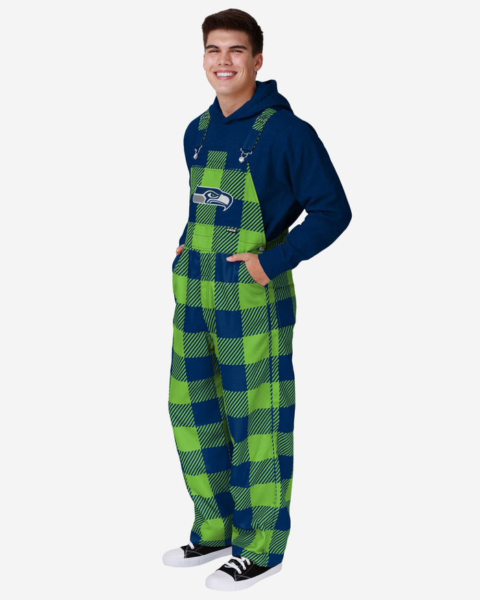 Seattle Seahawks Mens Plaid Bib Overalls FOCO S - FOCO.com