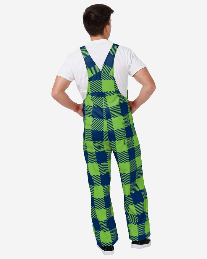 Seattle Seahawks Mens Plaid Bib Overalls FOCO - FOCO.com