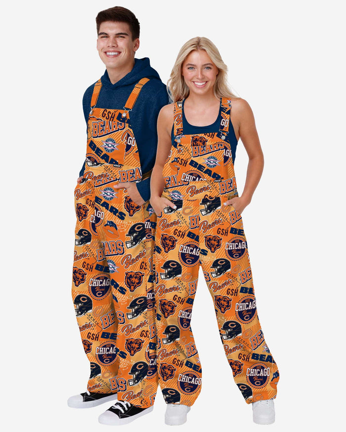 Chicago Bears Mens Historic Print Bib Overalls FOCO - FOCO.com