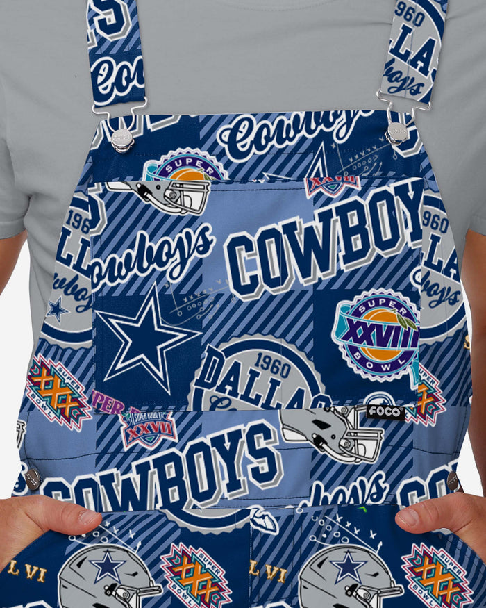 Dallas Cowboys Mens Historic Print Bib Overalls FOCO - FOCO.com