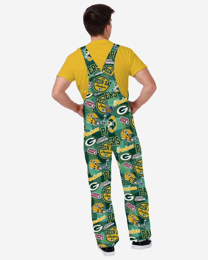 Green Bay Packers Mens Historic Print Bib Overalls FOCO - FOCO.com