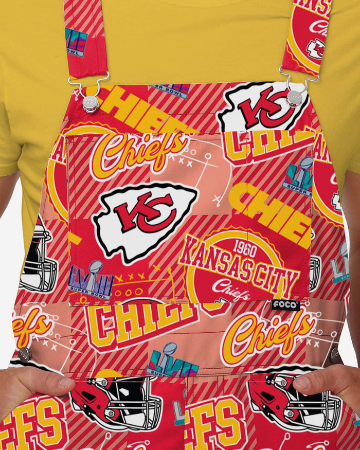 Kansas City Chiefs Mens Historic Print Bib Overalls FOCO - FOCO.com