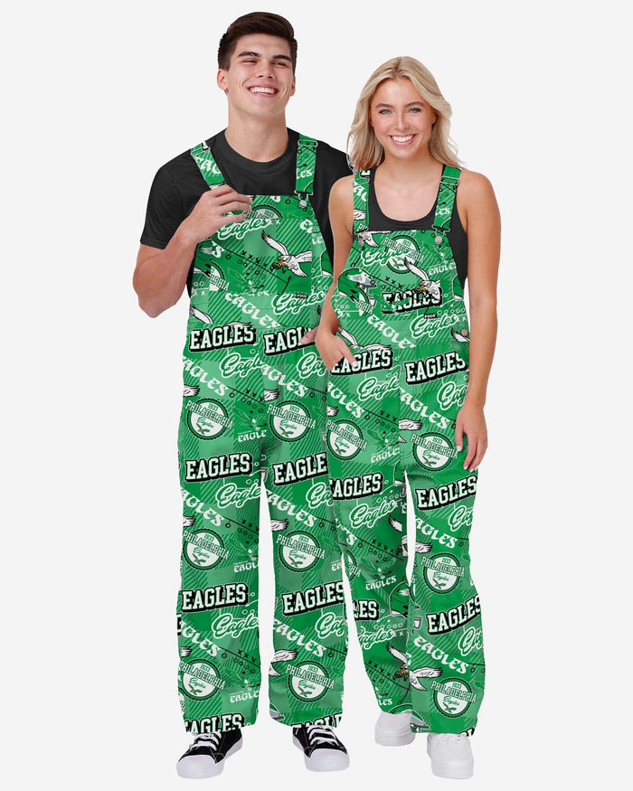 Philadelphia Eagles Mens Historic Print Bib Overalls FOCO - FOCO.com