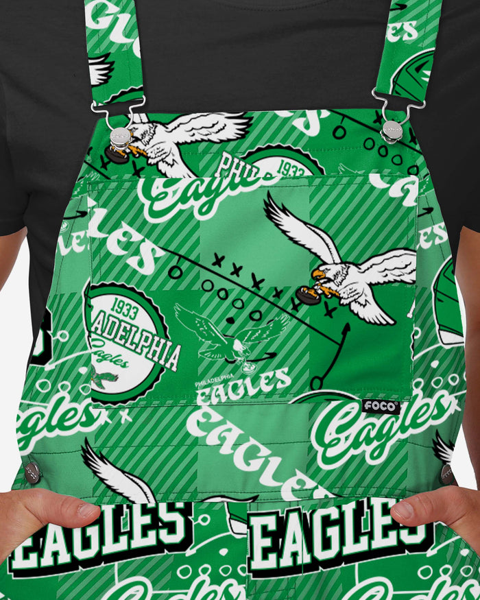 Philadelphia Eagles Mens Historic Print Bib Overalls FOCO - FOCO.com