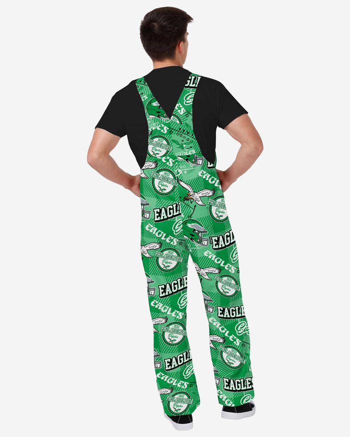 Philadelphia Eagles Mens Historic Print Bib Overalls FOCO - FOCO.com