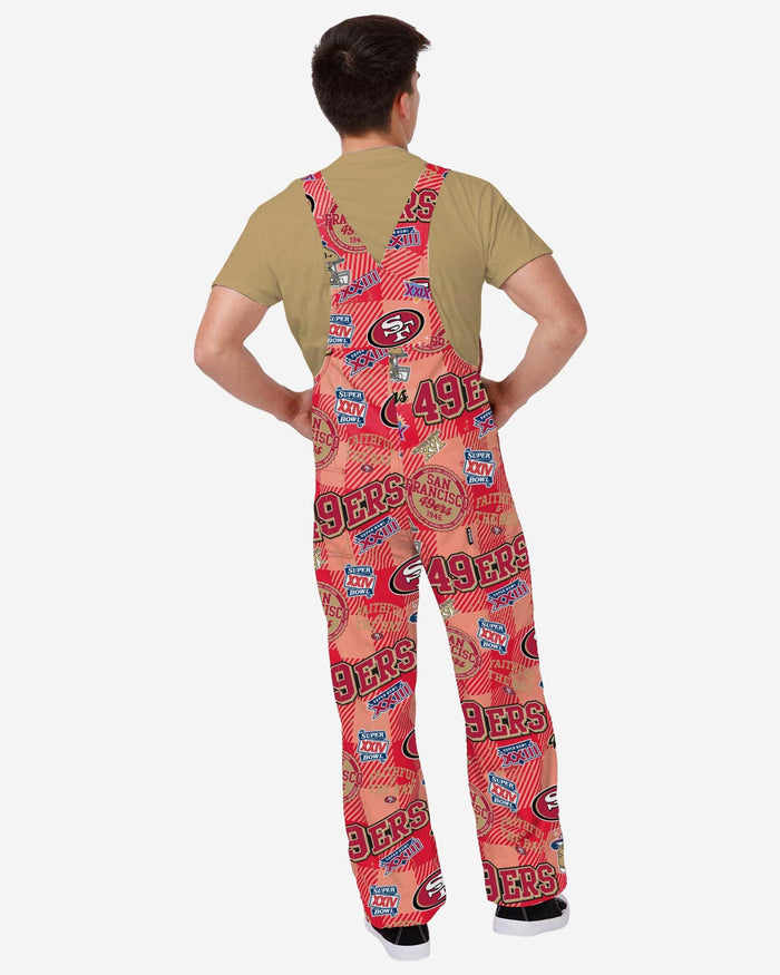 San Francisco 49ers Mens Historic Print Bib Overalls FOCO - FOCO.com