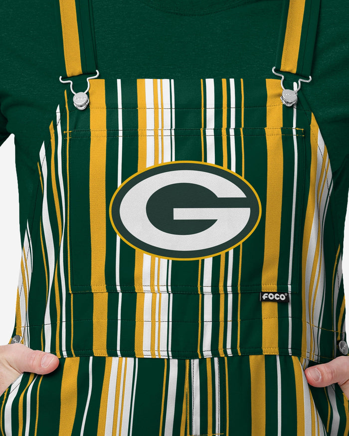 Green Bay Packers Mens Hyper Stripe Bib Overalls FOCO - FOCO.com