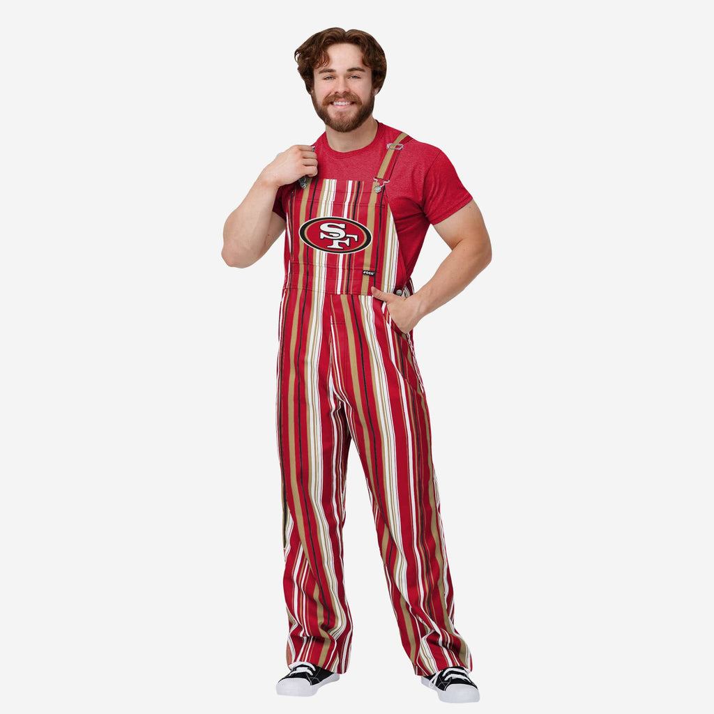 San Francisco 49ers Mens Hyper Stripe Bib Overalls FOCO S - FOCO.com