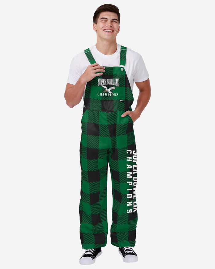 Philadelphia Eagles Super Bowl LIX Champions Kelly Green Plaid Bib Overalls FOCO S - FOCO.com