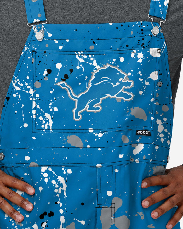 Detroit Lions Mens Paint Splatter Bib Overalls FOCO - FOCO.com