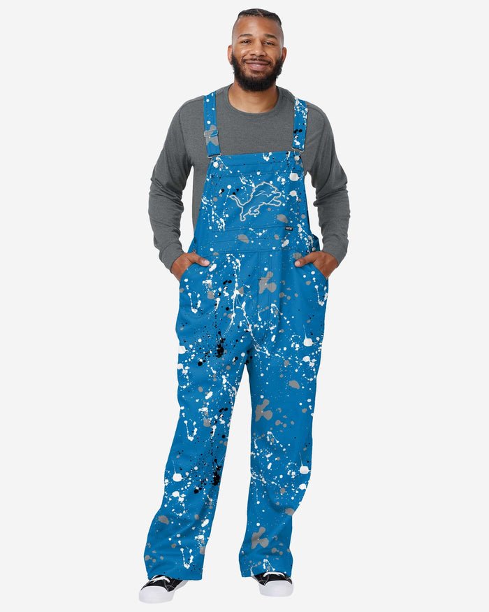 Detroit Lions Mens Paint Splatter Bib Overalls FOCO S - FOCO.com