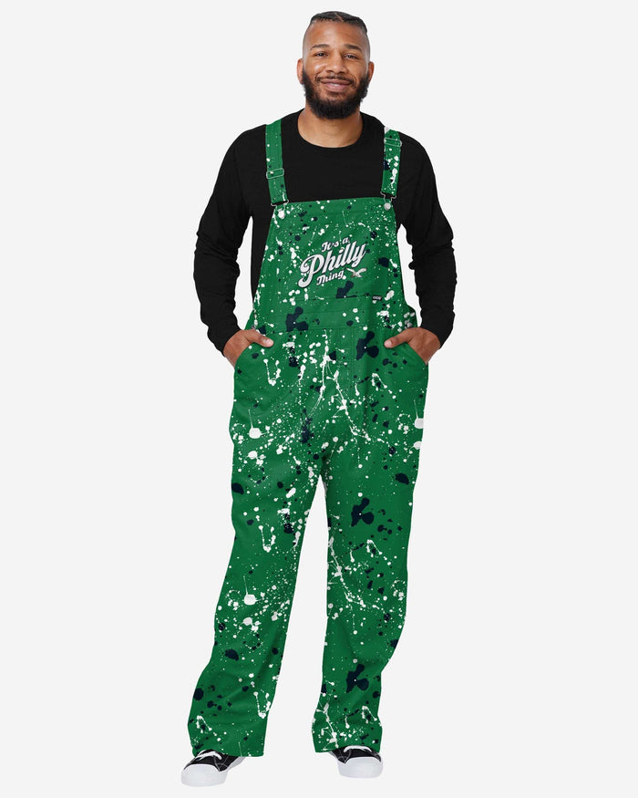 Philadelphia Eagles Mens Kelly Green Paint Splatter Bib Overalls FOCO S - FOCO.com