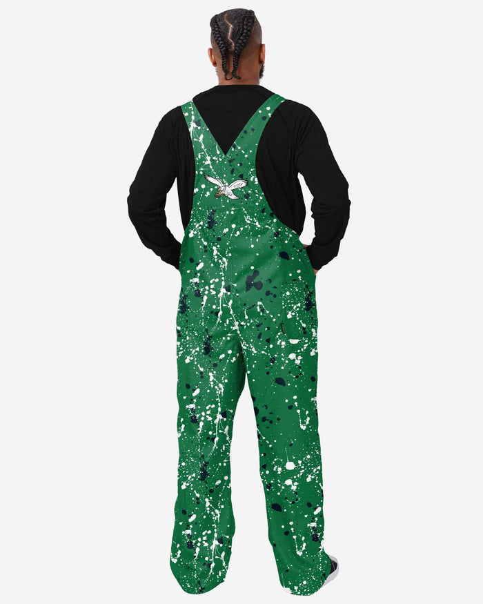 Philadelphia Eagles Mens Kelly Green Paint Splatter Bib Overalls FOCO - FOCO.com