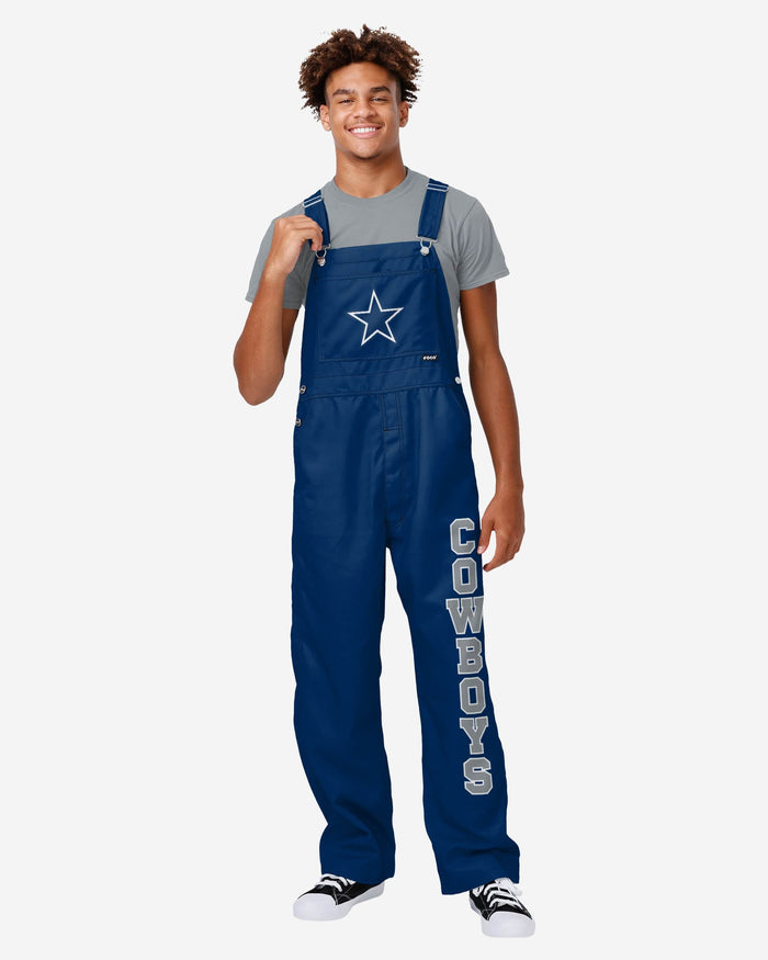 Dallas Cowboys Mens Solid Wordmark Bib Overalls FOCO S - FOCO.com