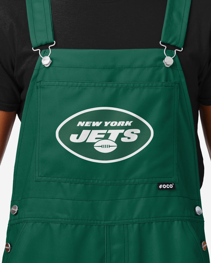 New York Jets Mens Solid Wordmark Bib Overalls FOCO - FOCO.com