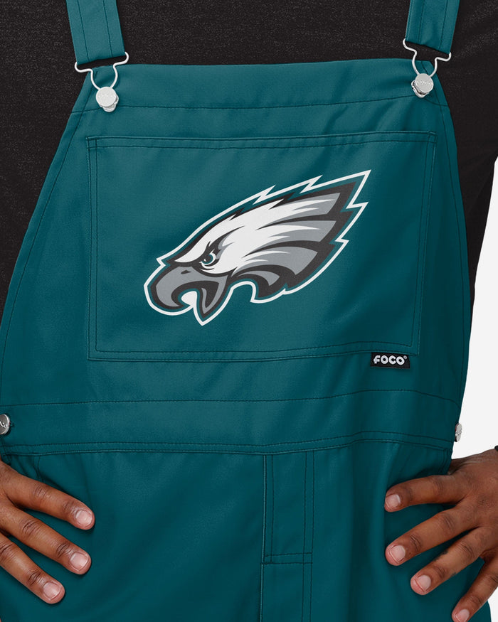 Philadelphia Eagles Mens Solid Wordmark Bib Overalls FOCO - FOCO.com