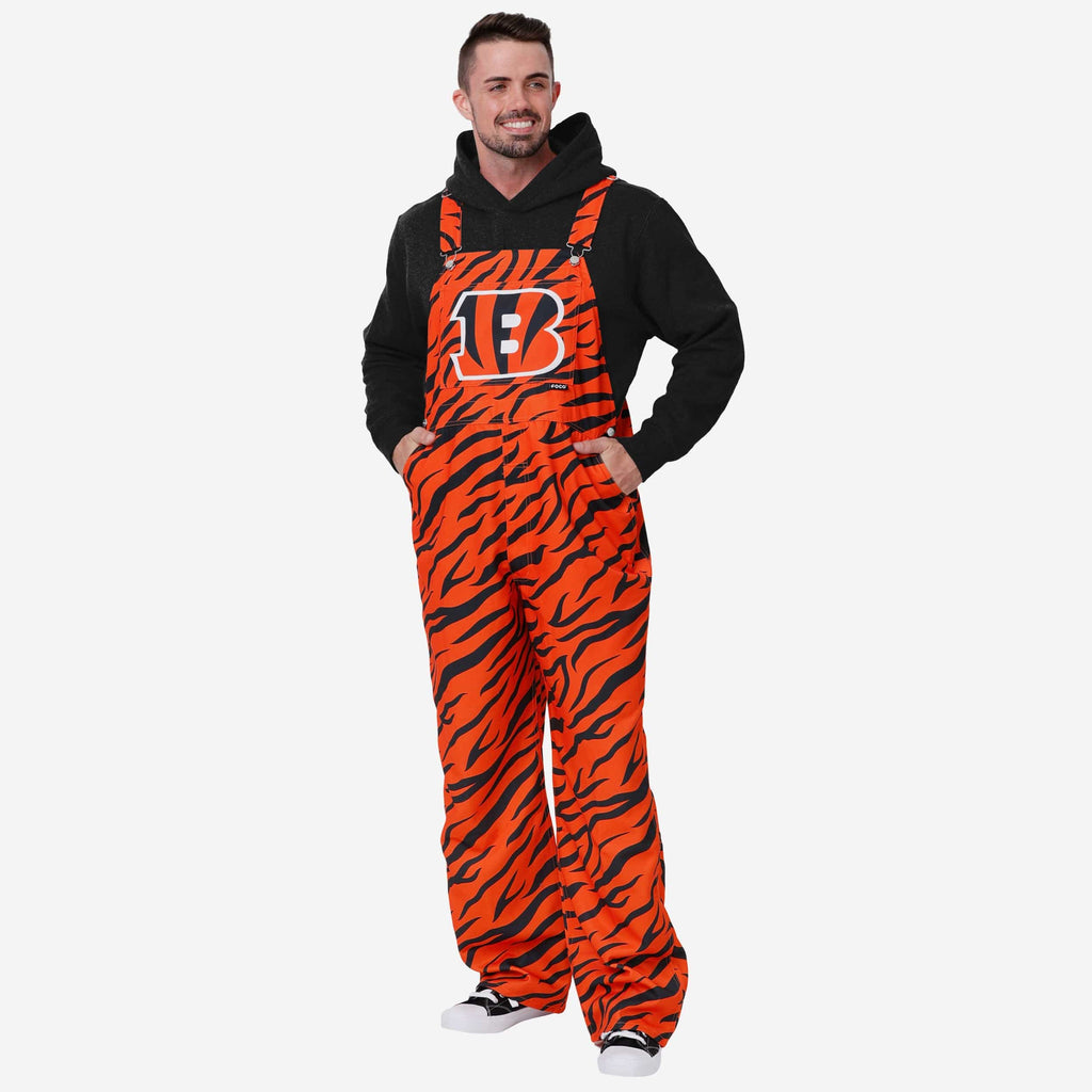 Cincinnati Bengals Mens Tiger Stripe Thematic Bib Overalls FOCO S - FOCO.com