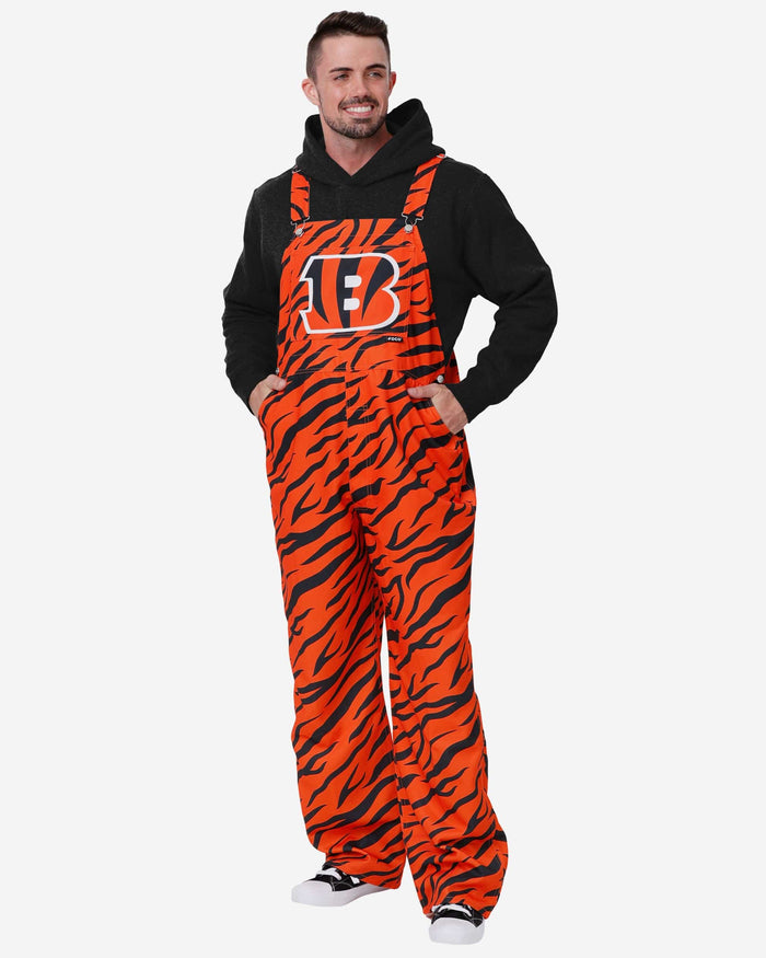 Cincinnati Bengals Mens Tiger Stripe Thematic Bib Overalls FOCO S - FOCO.com