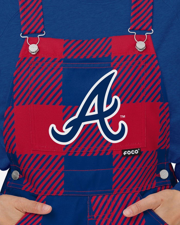 Atlanta Braves Womens Plaid Bib Overalls FOCO - FOCO.com