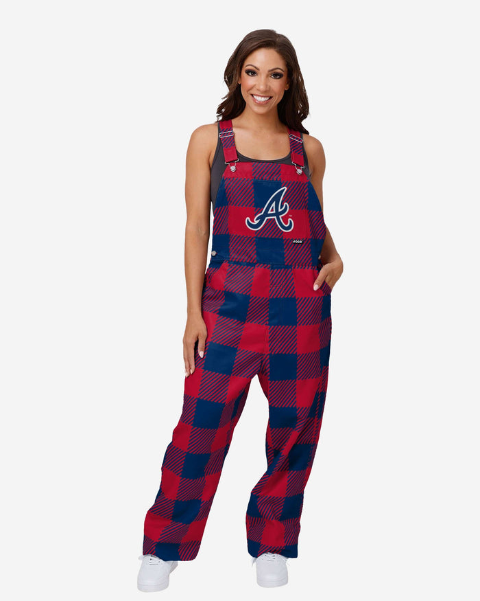 Atlanta Braves Womens Plaid Bib Overalls FOCO - FOCO.com