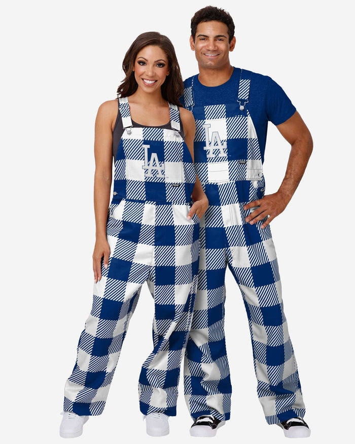 Los Angeles Dodgers Womens Plaid Bib Overalls FOCO - FOCO.com