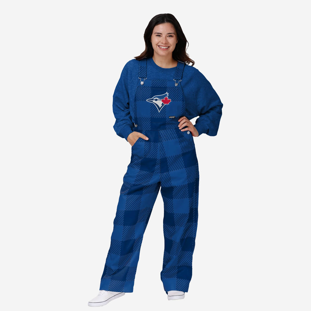 Toronto Blue Jays Womens Plaid Bib Overalls FOCO XS - FOCO.com