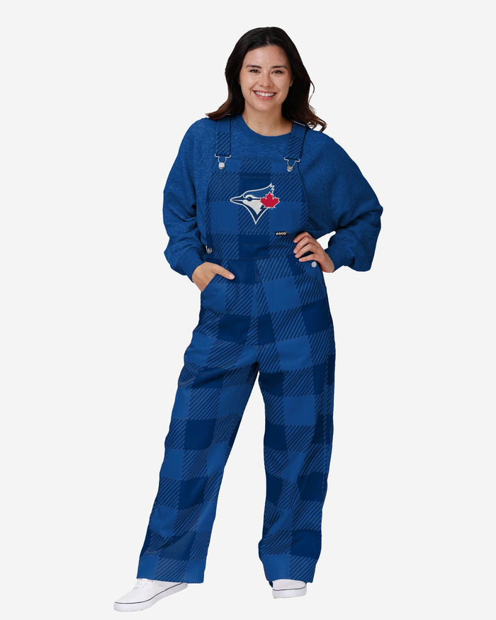 Toronto Blue Jays Womens Plaid Bib Overalls FOCO XS - FOCO.com