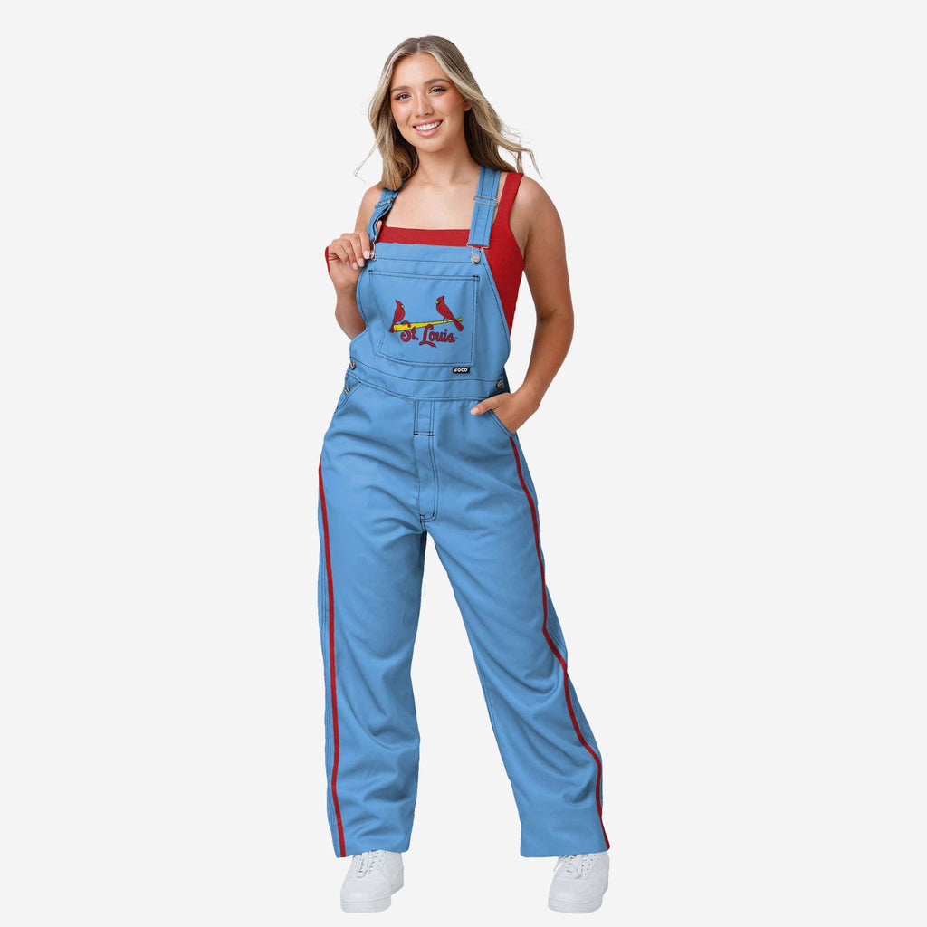 St Louis Cardinals Powder Blue Womens Big Logo Bib Overalls FOCO XS - FOCO.com