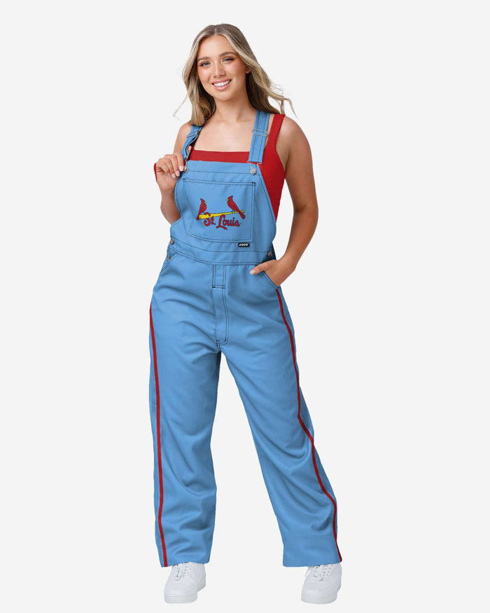 St Louis Cardinals Powder Blue Womens Big Logo Bib Overalls FOCO XS - FOCO.com