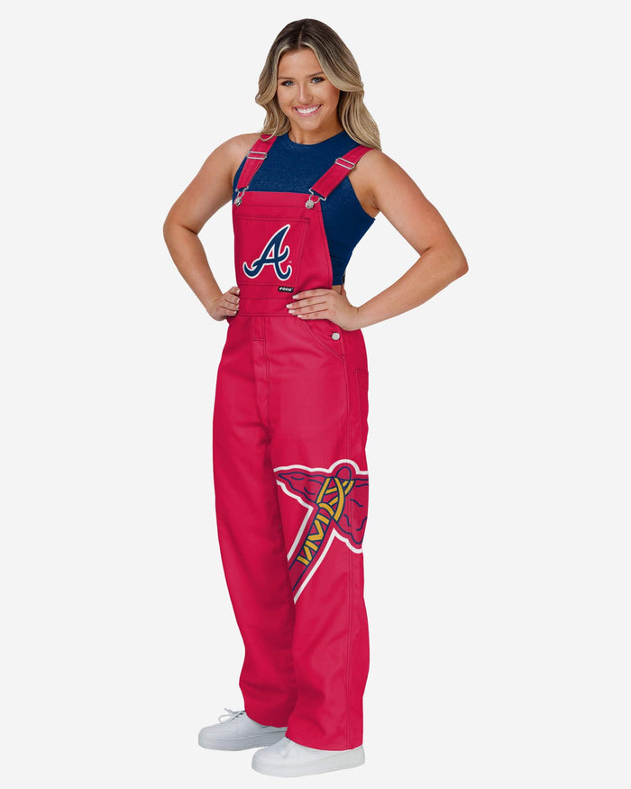 Atlanta Braves Womens Big Logo Bib Overalls FOCO XS - FOCO.com