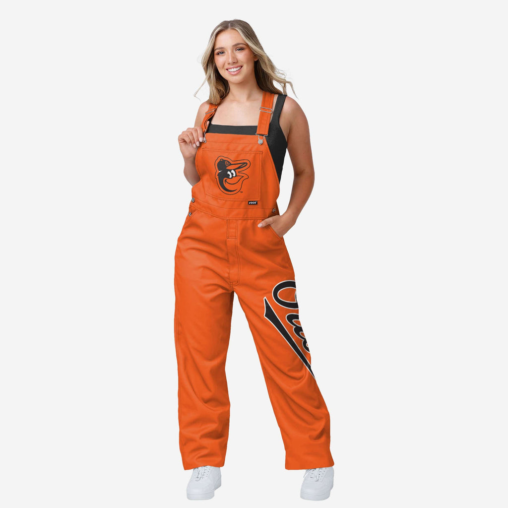 Baltimore Orioles Womens Big Logo Bib Overalls FOCO XS - FOCO.com