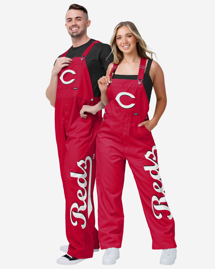 Cincinnati Reds Womens Big Logo Bib Overalls FOCO - FOCO.com