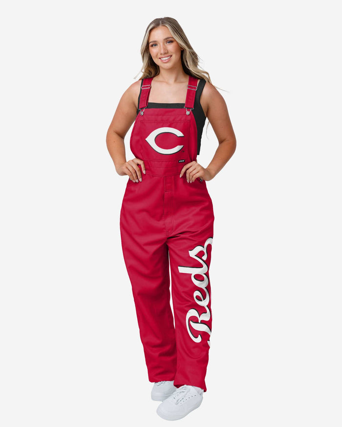 Cincinnati Reds Womens Big Logo Bib Overalls FOCO XS - FOCO.com