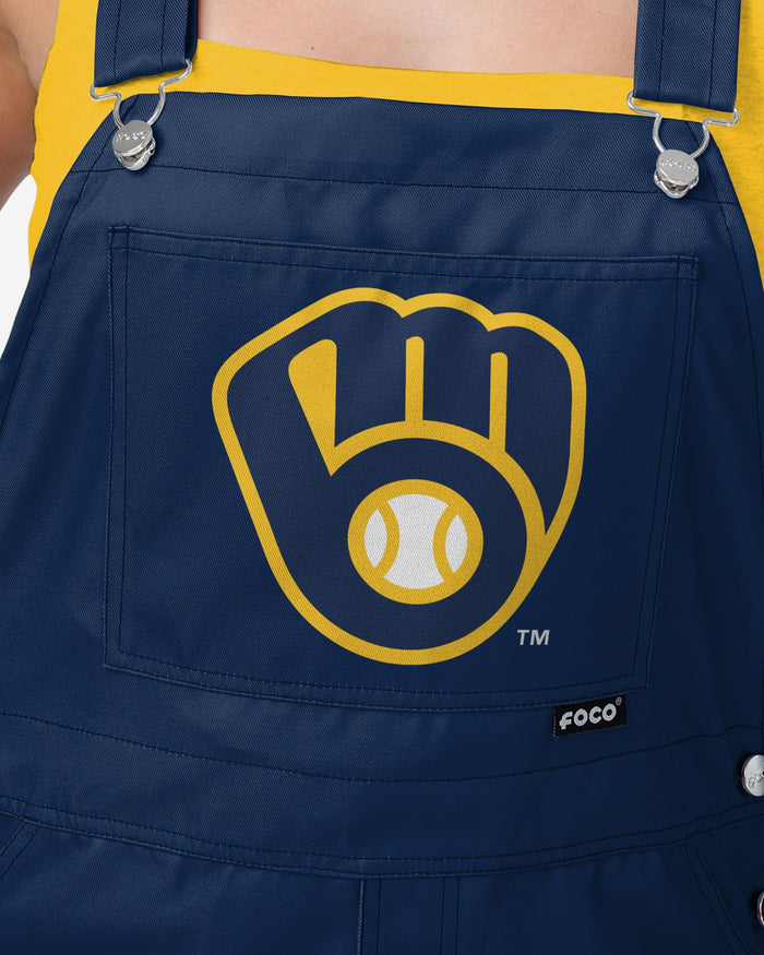 Milwaukee Brewers Womens Big Logo Bib Overalls FOCO - FOCO.com