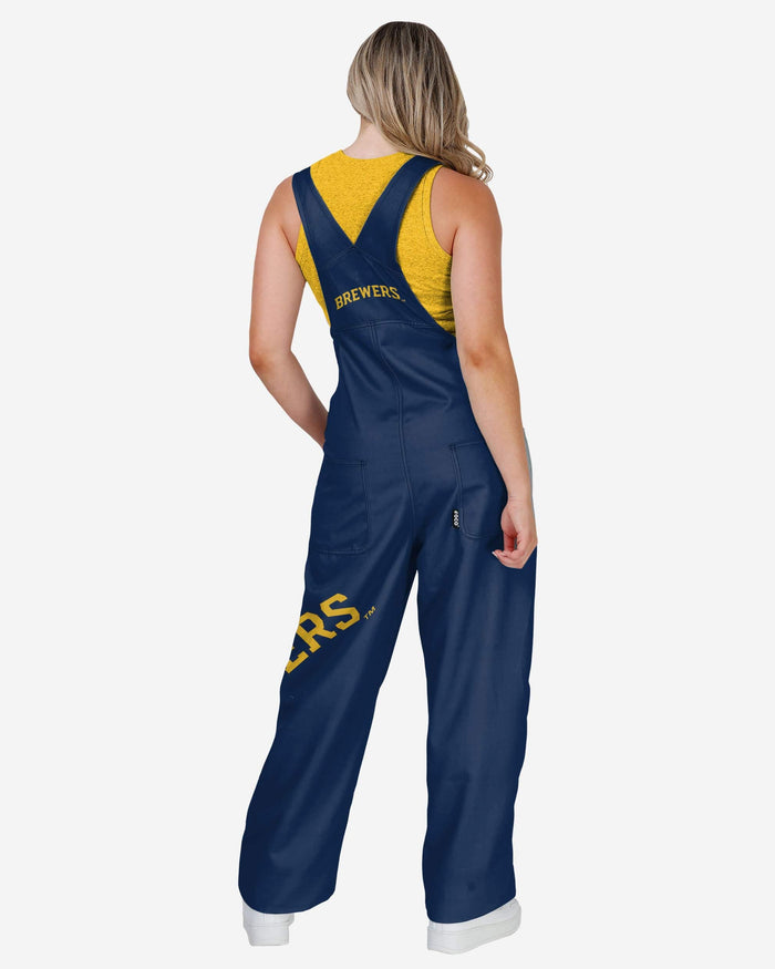 Milwaukee Brewers Womens Big Logo Bib Overalls FOCO - FOCO.com