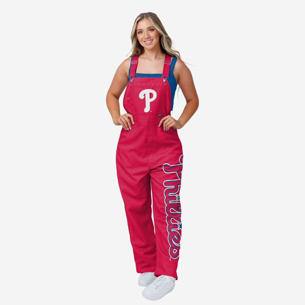 Philadelphia Phillies Womens Big Logo Bib Overalls FOCO XS - FOCO.com