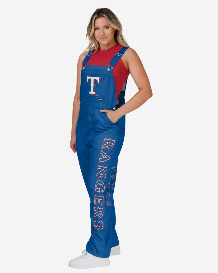 Texas Rangers Womens Big Logo Bib Overalls FOCO XS - FOCO.com