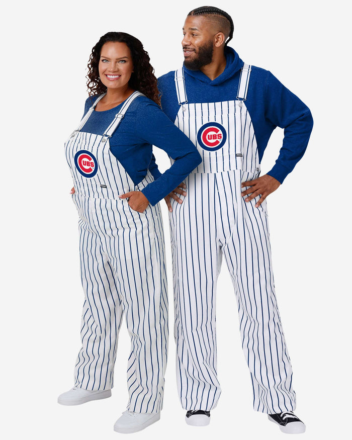 Chicago Cubs Womens Pinstripe Bib Overalls FOCO - FOCO.com