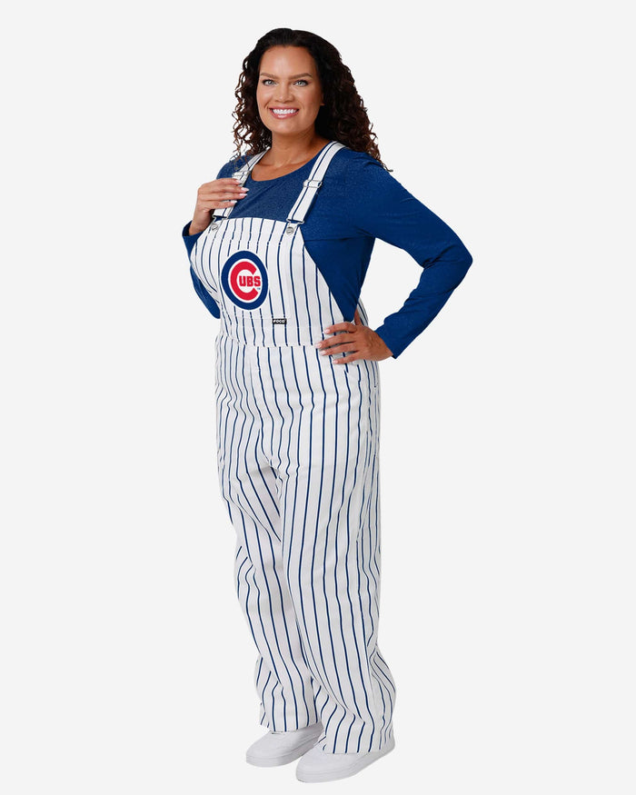 Chicago Cubs Womens Pinstripe Bib Overalls FOCO XS - FOCO.com