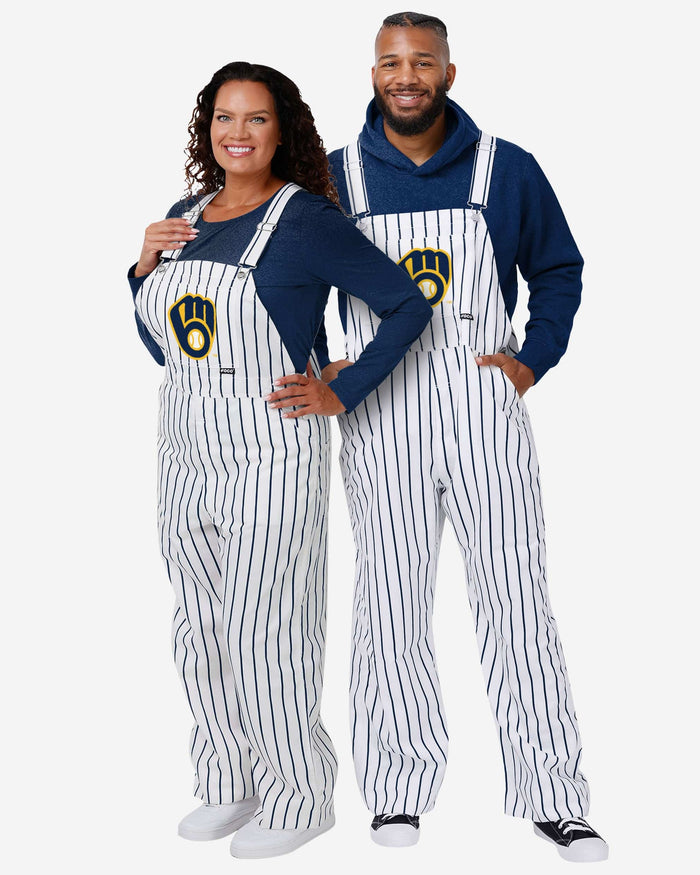 Milwaukee Brewers Womens Pinstripe Bib Overalls FOCO - FOCO.com