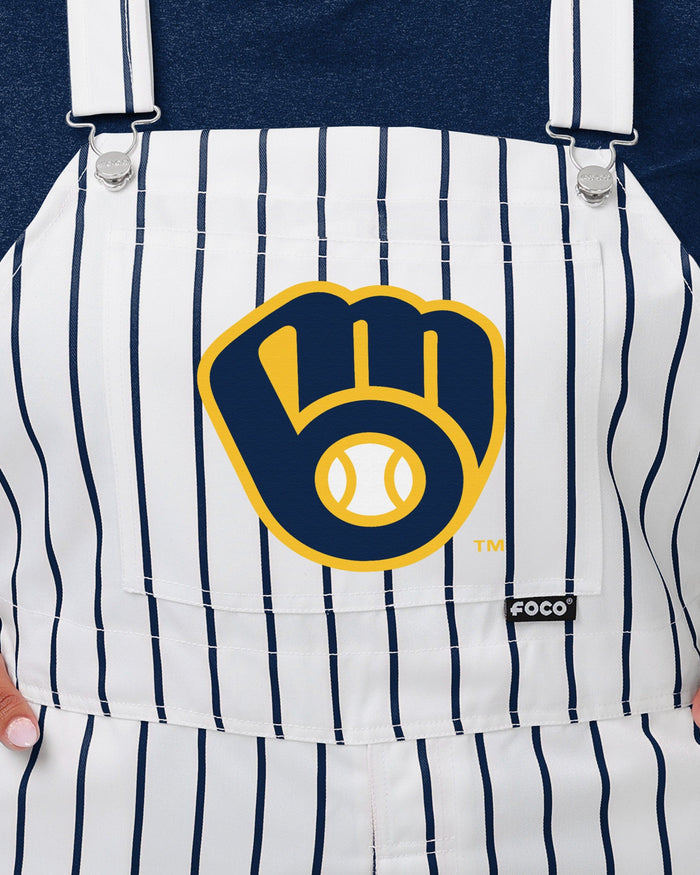 Milwaukee Brewers Womens Pinstripe Bib Overalls FOCO - FOCO.com