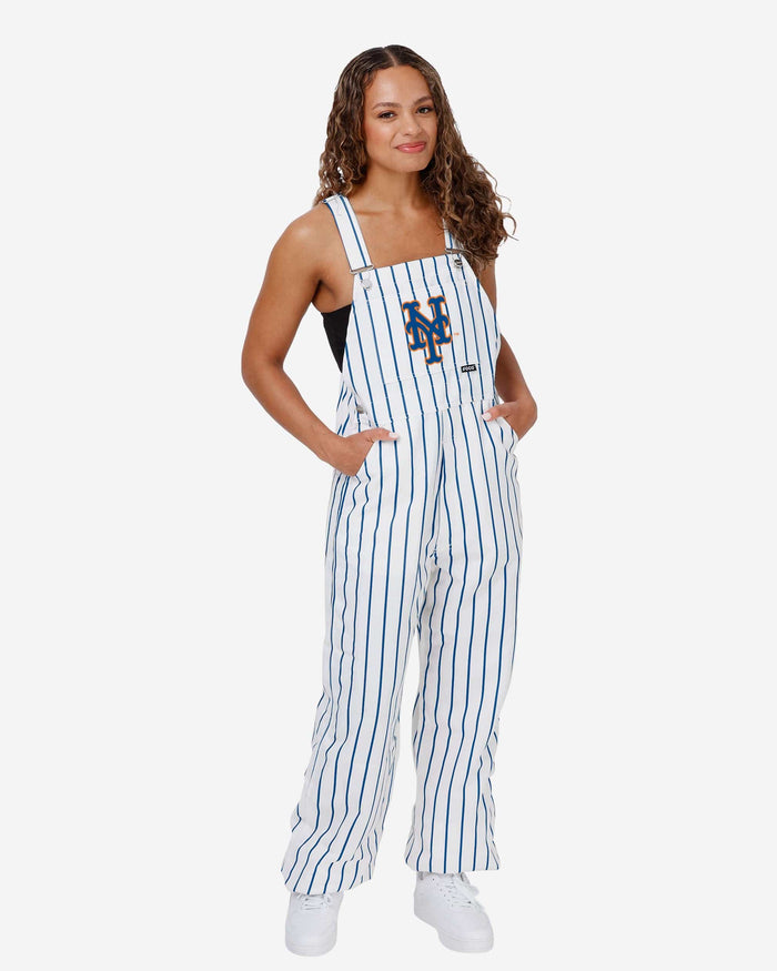 New York Mets Womens Pinstripe Bib Overalls FOCO XS - FOCO.com